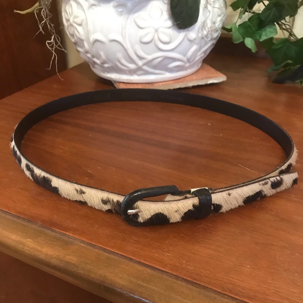 Ann Taylor Black Leather & Calf Pony Hair Belt